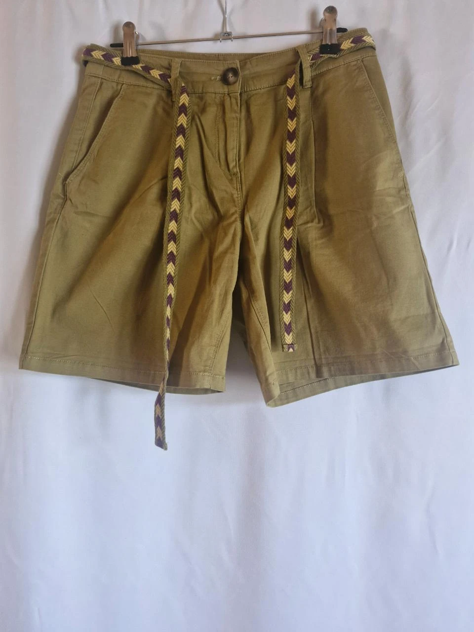 Short taille basse avec ceinture tressée femme Vert olive - Taille 34
